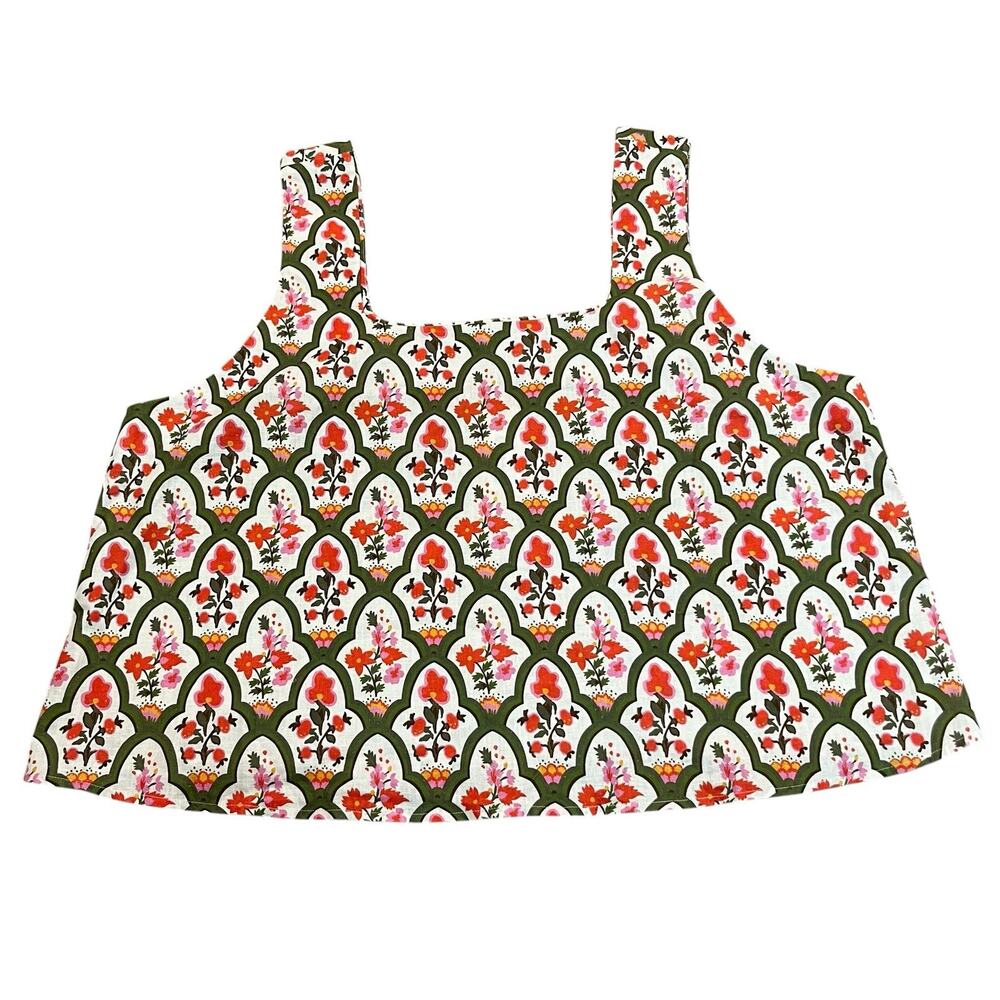 Crosby By Mollie Burch Linen Blend Tank XXL Floral Retro Cottagecore Garden